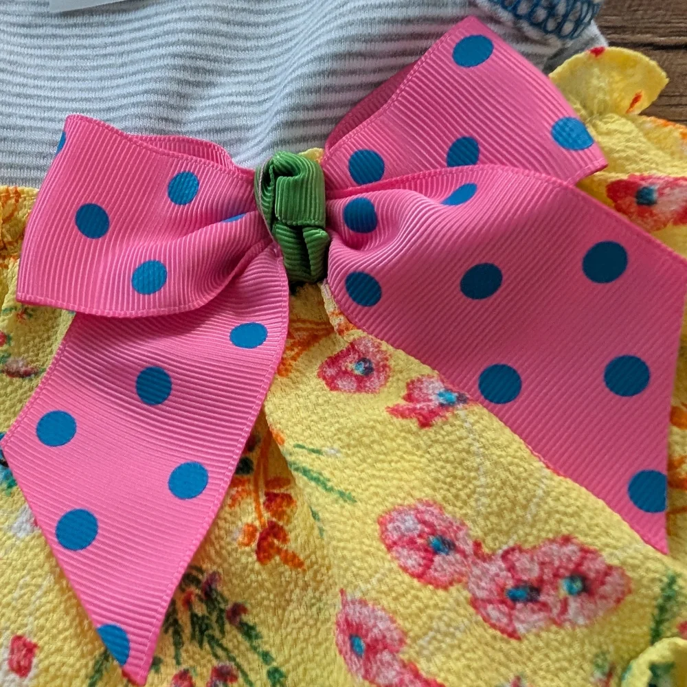 $ 💥3/$24‎ Bonnie Baby Striped Dress with Pink and Yellow Accents